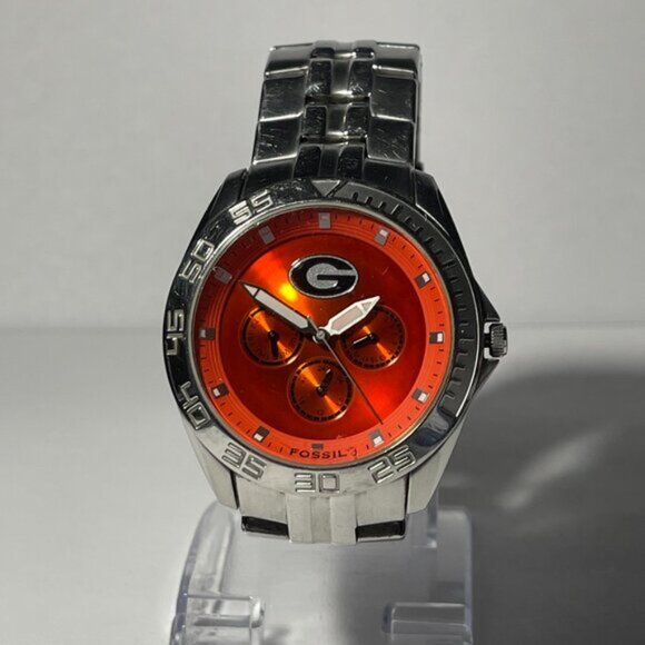Georgia Bulldogs NCAA Stainless-Steel Chronograph Men's Watch by Fossil NEW - Picture 2 of 9